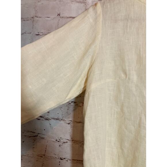 Dear Friends Lagom Top Womens Small Linen Butter Yellow Coquette Romantic Boxy - Picture 3 of 12